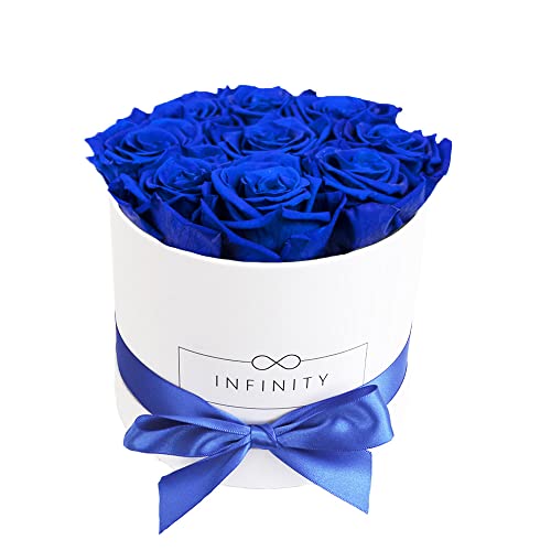Infinity Flowerbox Large - 18 echte Premiumrosen in Blau - 3 Jahre haltbar ohne gießen von Infinity Flowerbox