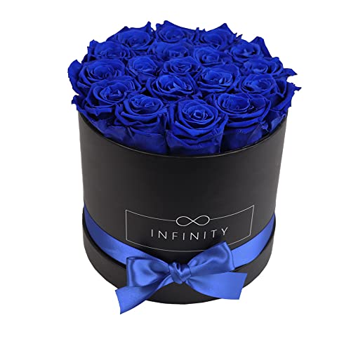 Infinity Flowerbox Large - 18 echte Premiumrosen in Blau - 3 Jahre haltbar ohne gießen von Infinity Flowerbox