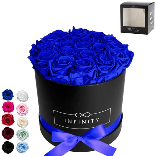 Infinity Flowerbox Large - 18 echte Premiumrosen in Blau - 3 Jahre haltbar ohne gießen von Infinity Flowerbox