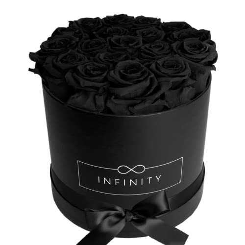 Infinity Flowerbox Large - 18 echte Premiumrosen in Schwarz - 3 Jahre haltbar ohne gießen von Infinity Flowerbox