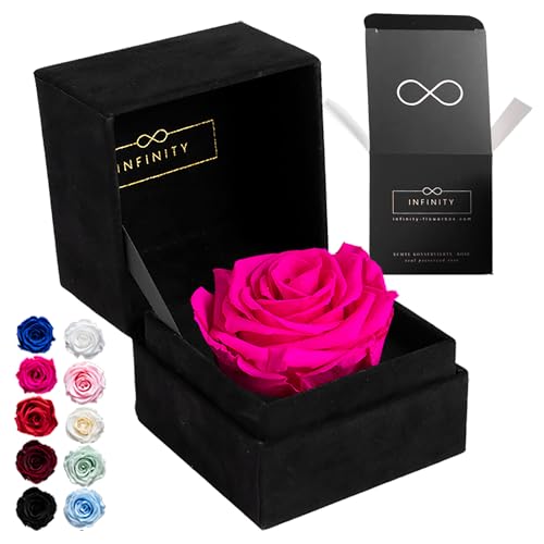 Infinity Flowerbox - 1 Echte Ewige Rose in aufklappbarer Rosenbox (3 Jahre haltbare konservierte Rose). Direkt in Geschenkbox als edles Geschenk für Frauen von Infinity Flowerbox