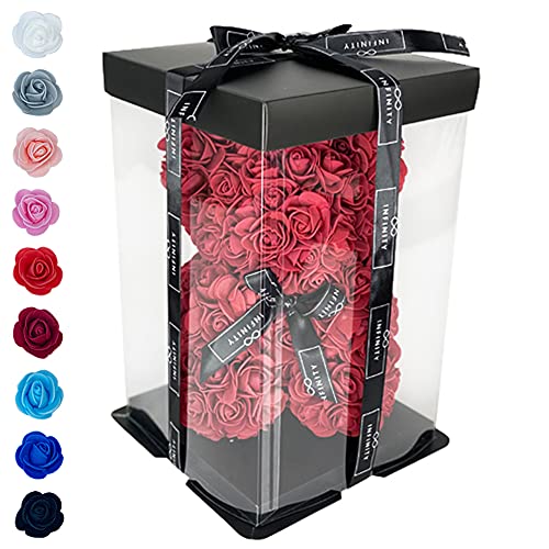Infinity - edler Rosenbär mit über 300 handgeklebten Schaumstoffrosen, verziert mit Einer Infinity Satinschleife und Geschenkbox (ca. 25cm) von Infinity Flowerbox