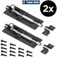 2 X Heavy Duty 4"Tower Bolt Black Latch Catch Große Gartentor Schuppen Schiebetür von InfinityDcor