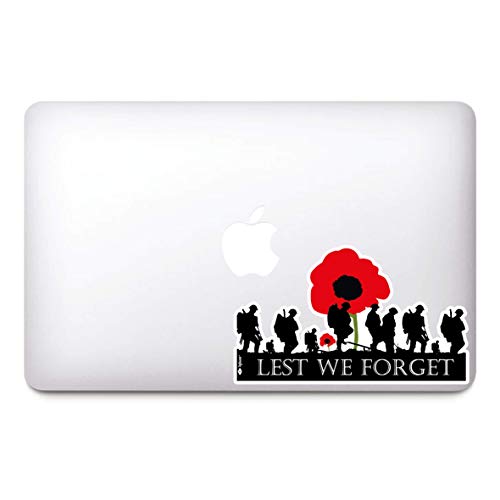 Influent UK We remember Soldiers showing respect and gratitude Rememembrance Sunday Lest We Forget Rememembrance Day Aufkleber, Mohnblumen-Aufkleber, für Auto, Fenster, Kühlschrank, Laptop (groß) von Influent UK