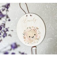 Für Mädchen Name Ballon Löwe Holzschild Für Kinderzimmer von InfluentUK