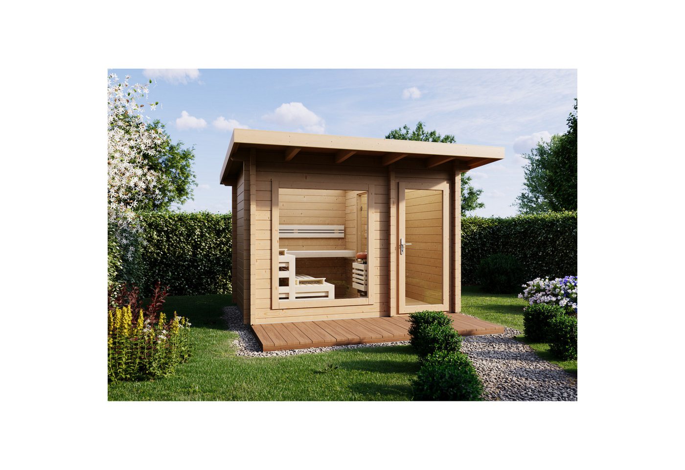 Infraworld Fasssauna Infraworld Gartensauna Terra 2B Außensauna mit Vorraum Saunahaus 341 von Infraworld