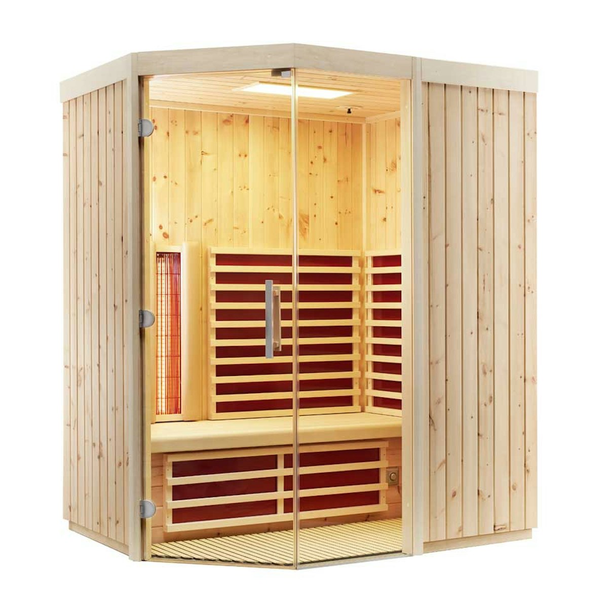 Infraworld Infrarotkabine TrioSol Unica 1-154 x 128 x 203 cm (Gr. 1)-Alpen-Zirbe inkl. 5-teiligem gratis Zubehörset von Infraworld