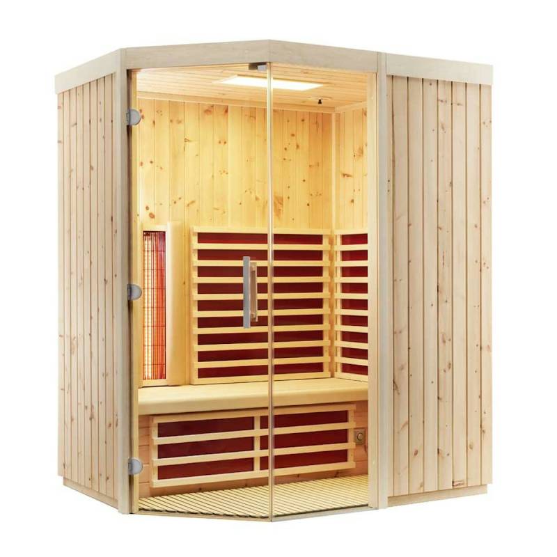Infraworld Infrarotkabine TrioSol Unica 1-154 x 128 x 203 cm (Gr. 1)-Alpen-Zirbe inkl. 5-teiligem gratis Zubehörset von Infraworld