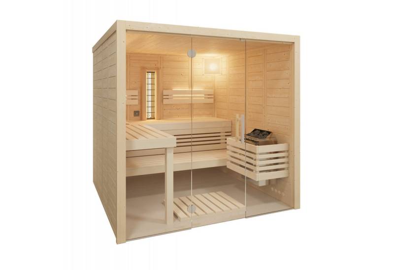Infraworld Sauna Infraworld Solido Glas Complete Massivholzsauna mit Infrarotstrahler von Infraworld