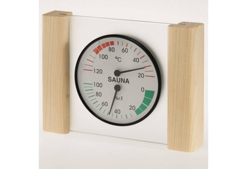 Infraworld Sauna-Sanduhr Infraworld Klimamesser mit Glas Holzrahmen in Fichte Sauna von Infraworld