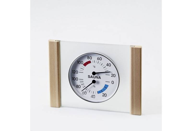 Infraworld Sauna-Sanduhr Infraworld Klimamesser mit Glas Holzrahmen in Zeder Saunazubehör von Infraworld