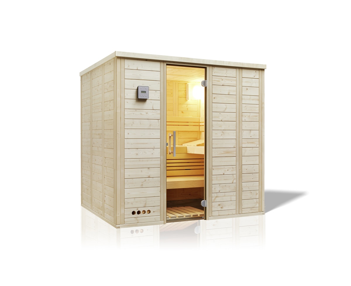 Infraworld Sauna Urban - 40 mm Massivholzsauna-211 x 209 cm (Fronteinstieg)-Ohne Ofen von Infraworld