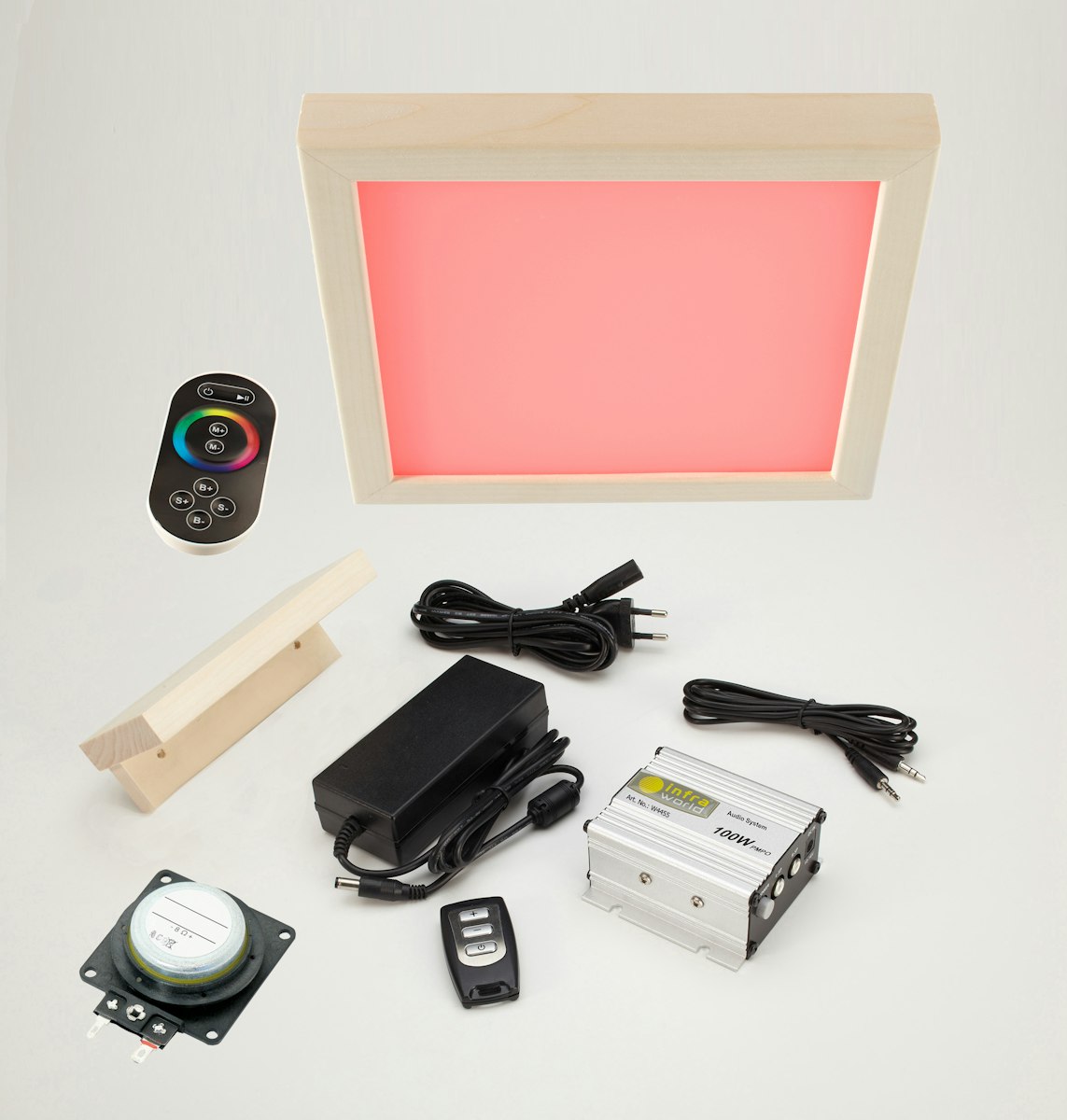 Infraworld Set - LED Farblicht Sion 1A, Audiosystem, Lautsprecher Slim von Infraworld