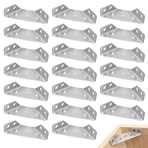 Infreecs 20 Stück Dreiecksstütze Aus Edelstahl, 69x30mm Winkel Klammern Dreieck Form Ecke Klammer, Edelstahl Eckwinkel, Corner Brace Angle Bracket Fastener für Schrank, Tisch, Stuhl von Infreecs