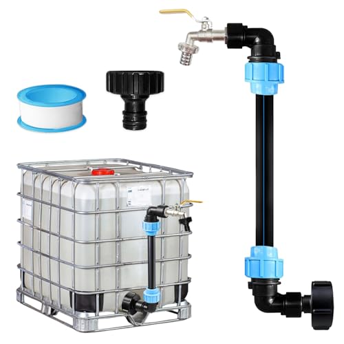 Infreecs IBC Schwanenhals 3/4" Auslaufhahn, IBC Tank Schwanenhals, Wasserhahn Absperrhahn, Regenfass Auslaufhahn IBC, IBC Adapter, IBC Tank Zubehör für Regenwassertank Wasserfaß IBC-Container von Infreecs