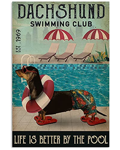 Inga Blechschild mit Dackel-Motiv "Life Is Better By The Pool", 20,3 x 30,5 cm von Inga