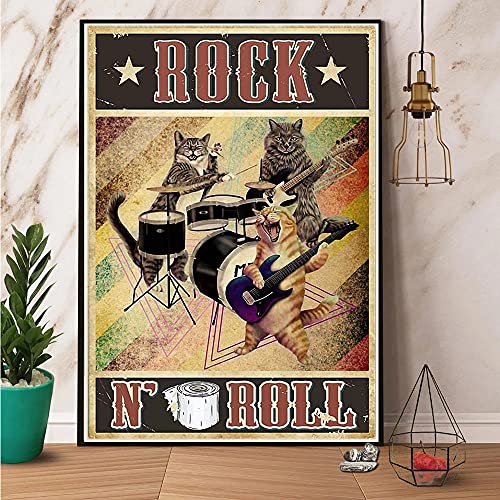 Inga Cat Rock 'N Roll Team-Poster, Metallschild für Zuhause, Küche, Wanddekoration, 20,3 x 30,5 cm Inga Cat Rock 'N Roll Team-Poster, Metallschild für Zuhause, Küche, Wanddekoration, 20,3 x 30,5 cm von Inga
