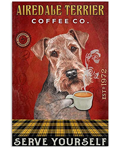 Inga Coffee Company Metallschild Airedale Terrier, 20,3 x 30,5 cm Inga Coffee Company Metallschild Airedale Terrier, 20,3 x 30,5 cm von Inga