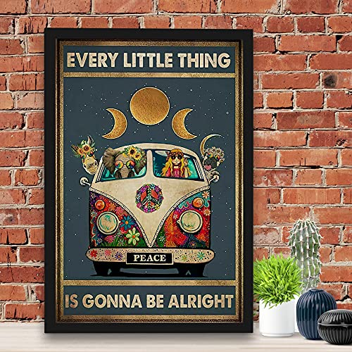 Metall-Blechschild mit Hippie-Motiv "Every Little Thing Is Gonna Be Alight", 20,3 x 30,5 cm von Inga