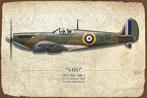 Spitfire Flugzeug, britisch, Raf, ikonischer Vintage-Stil-Metall-Werbung, Blechschild, Metalldekoration, A15, Metallschild, Poster, 20,3 x 30,5 cm Spitfire Flugzeug, britisch, Raf, ikonischer Vintage-Stil-Metall-Werbung, Blechschild, Metalldekoration, A15, Metallschild, Poster, 20,3 x 30,5 cm von Inga