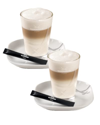 2er Set Sansibar Latte Macchiato Gläser, dickwandig mit Untertassen (2er Set Latte Macchiato Gläser, 200ml) von Ingbertson