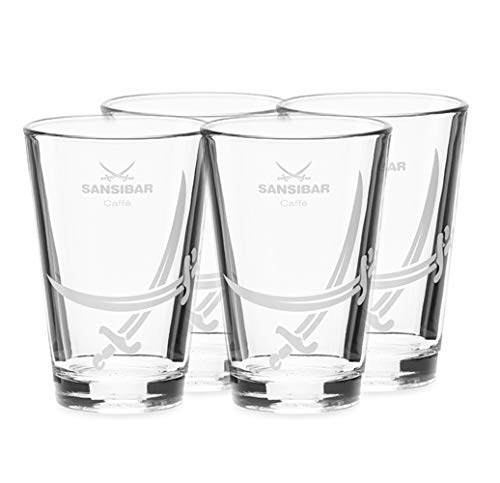 4er Set Sansibar Kaffeetassen Set aus Porzellan, dickwandig mit Untertassen (4er Set Latte Macchiato Gläser, 200ml) von Ingbertson