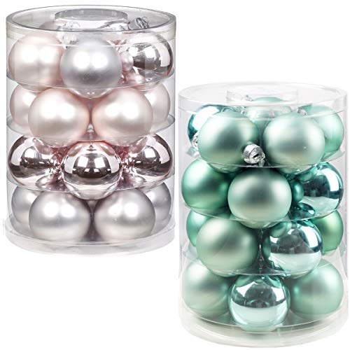 Inge Glas Magic 40 Weihnachtskugeln im Set | Echtglas-Christbaumkugeln in besonderen Farben | Hochwertiger Christbaumschmuck (Candy Colors | rosa mit Mint) von Inge Glas Magic