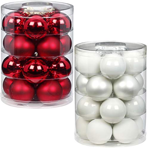 Inge Glas Magic 40 Weihnachtskugeln im Set | Echtglas-Christbaumkugeln in besonderen Farben | Hochwertiger Christbaumschmuck (Frozen Strawberrys | rot mit weiß) von Inge Glas Magic