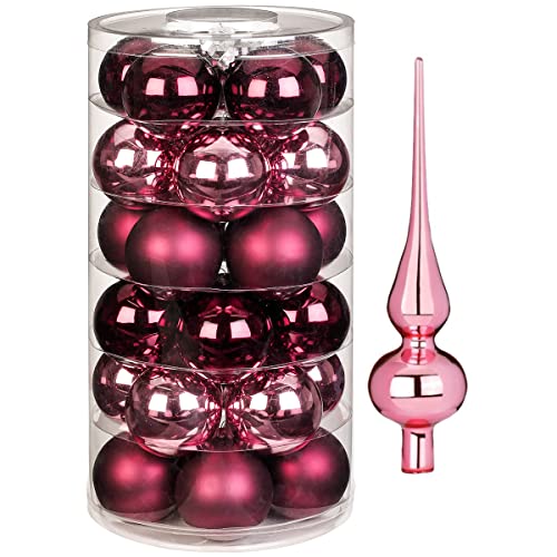 Inge Glas Magic Weihnachtskugeln | 30 Kugeln & Spitze | Christbaumkugeln Baumspitze (Berry Kiss) von Inge Glas Magic