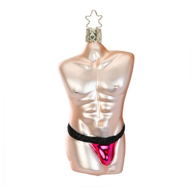 INGE-GLAS® Christbaumschmuck, Christbaumschmuck Männer - Torso mit Sixpack Glas 11.5cm pink, 1 Stück von Inge-Glas