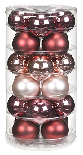 24 Christbaumkugeln GLAS 6cm // Weihnachtskugeln Baumkugeln Baumschmuck Weihnachtsdeko Kugeln Glaskugeln Dose, Farbe:Avenue of Romance ( rosa magnolie ) von Inge-glas