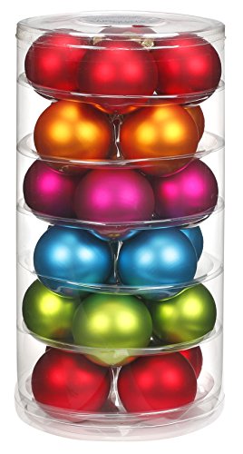 24 Christbaumkugeln Glas 6cm // Weihnachtskugeln Baumkugeln Baumschmuck Weihnachtsdeko Kugeln Glaskugeln Dose, Farbe:Mille-Fiori (bunt) von Inge-glas