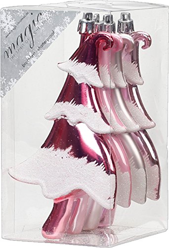 Inge-glas Christbaumschmuck Kunststoff 14cm 4 Stück Set Tannenbäume Weihnachtskugeln Rosa Mix von Inge-glas