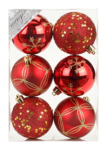 6 Stk. PVC Christbaumkugeln 8cm ( rot ) // Ornament Dekor Kunststoff bruchfest Dekokugeln Weihnachtskugeln Baumkugeln Baumschmuck Set Christbaumschmuck Weihnachtsschmuck 80mm von Inge-glas