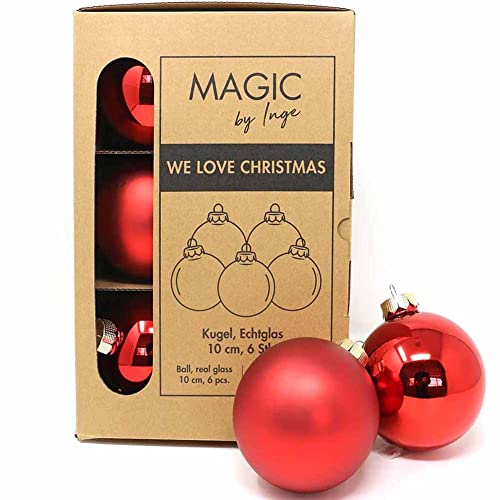 Christbaumkugel - WE Love Christmas - Magic by Inge - 6 Stück / 10cm (Merry Red) von Inge-glas