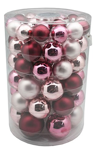 Christbaumkugeln GLAS 4cm, 5cm, 6cm, 7cm 60St Dose ( Avenue of Romance / rosa magnolie ) // Dekokugeln Weihnachtskugeln Baumkugeln Baumschmuck Set Inge-Glas 40mm 50mm 60mm 70mm von Inge-glas