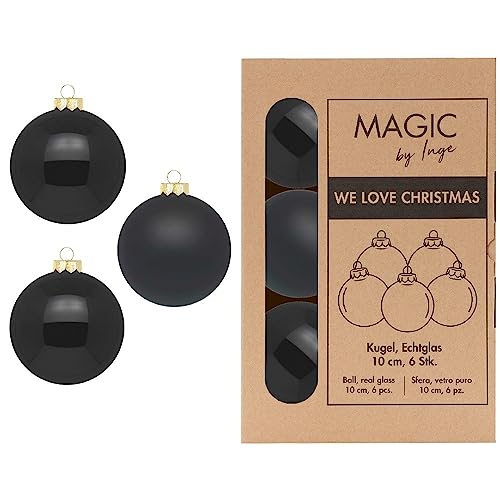 Christbaumkugeln WE Love Christmas - Magic by Inge - 6 Stück / 10cm (Ebony Black) von Inge-glas