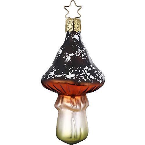 Christbaumschmuck Glas 10cm Brauner Fliegenpilz mundgeblasen handbemalt Weihnachtskugeln dunkelbraun von Inge-glas