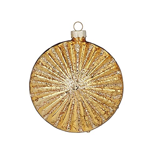 Christbaumschmuck Glas 10cm Goldtaler Münze mit Glitzer Weihnachtskugeln Goldstück Inkagold von Inge-glas