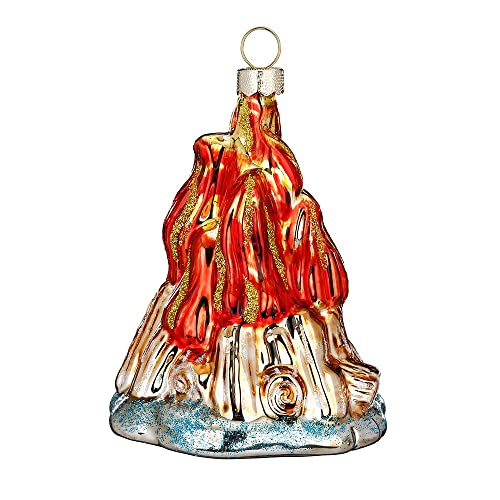 Christbaumschmuck Glas 10cm Lagerfeuer Camping Weihnachtskugeln orange rot bunt von Inge-glas