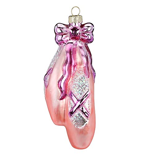 Christbaumschmuck Glas 11cm Ballettschuhe mit Glitzer Weihnachtskugeln Tanzschuhe rosa pink von Inge-glas