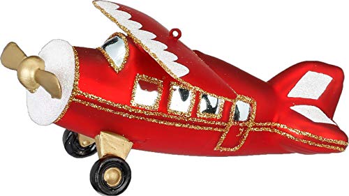 Christbaumschmuck Glas 12cm Oldtimer Flugzeug mit Propeller Weihnachtskugeln rot Christbaumschmuck Glas 12cm Oldtimer Flugzeug mit Propeller Weihnachtskugeln rot von Inge-glas