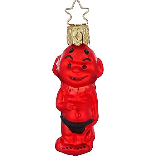 Christbaumschmuck Glas 6,5cm Teufel mundgeblasen handbemalt Weihnachtskugeln rot von Inge-glas