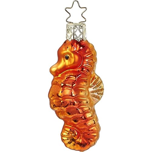 Christbaumschmuck Glas 7,5cm Seepferdchen Weihnachtskugeln Meerestiere Weihnachtsbaumkugeln orange von Inge-glas