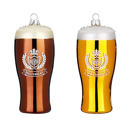 Inge-glas Christbaumschmuck Glas Bierglas 1 Stück Sortiert 11cm Weihnachtskugeln braun oder Gold von Inge-glas