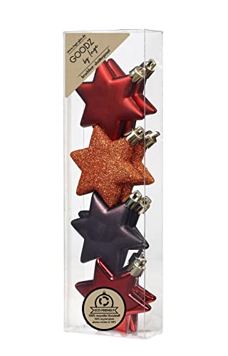 Christbaumschmuck Kunststoff 6cm 8 Stück Set Sterne Weihnachtsbaumschmuck braun orange Flame Mix von Inge-glas