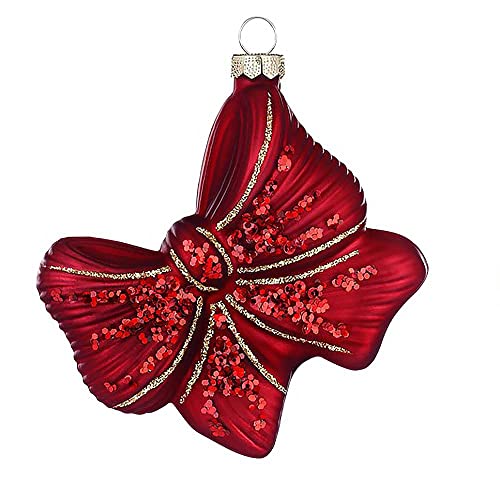 Christbaumschmuck Schleife 4,5cm rosa | Weihnachtskugel Figur aus Glas | Weihnachtsschmuck (weinrot) von Inge-glas