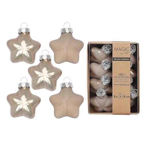 Christbaumschmuck Sterne 4cm Glas 8 Stück - matt & glänzend - Kleine Christbaumkugeln für Weihnachtsbaum - Weihnachtskugeln & Weihnachtsbaumschmuck zu Weihnachten Taupe - Fine Alabaster Christbaumschmuck Sterne 4cm Glas 8 Stück - matt & glänzend - Kleine Christbaumkugeln für Weihnachtsbaum - Weihnachtskugeln & Weihnachtsbaumschmuck zu Weihnachten Taupe - Fine Alabaster von Inge-glas