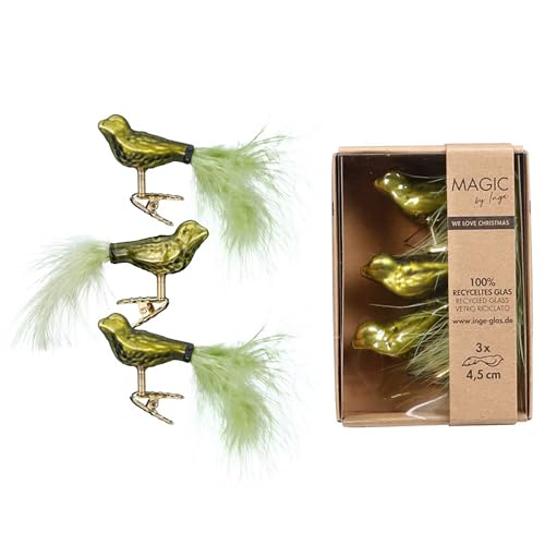 Christbaumschmuck Vögel auf Clip 4,5cm Glas 3er Set - Kleine Christbaumkugeln für Weihnachtsbaum - Weihnachtsbaumkugeln & Weihnachtsbaumschmuck zu Weihnachten Olivgrün - Green Olives Christbaumschmuck Vögel auf Clip 4,5cm Glas 3er Set - Kleine Christbaumkugeln für Weihnachtsbaum - Weihnachtsbaumkugeln & Weihnachtsbaumschmuck zu Weihnachten Olivgrün - Green Olives von Inge-glas