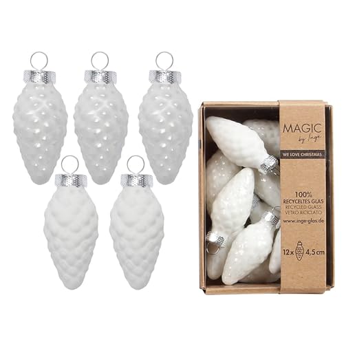 Christbaumschmuck Zapfen 4,5cm Glas 12 Stück - matt & glänzend - Christbaumkugeln für Weihnachtsbaum - Weihnachtskugeln & Weihnachtsbaumschmuck zu Weihnachten Weiß - Pure White Christbaumschmuck Zapfen 4,5cm Glas 12 Stück - matt & glänzend - Christbaumkugeln für Weihnachtsbaum - Weihnachtskugeln & Weihnachtsbaumschmuck zu Weihnachten Weiß - Pure White von Inge-glas